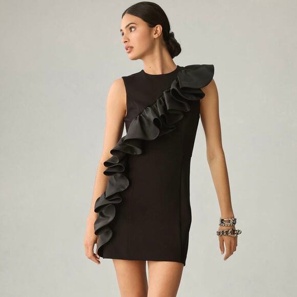 Hutch Ruffle Sheath Dress Size XS Black Mini Anthropologie - Picture 1 of 14